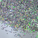 Solvent resistant rainbow glitter